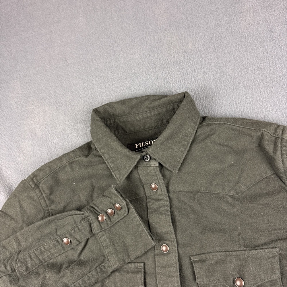Filson Western Flannel Shirt Women's S Black Pearl Snap Cowgirl USA CC Rodeo